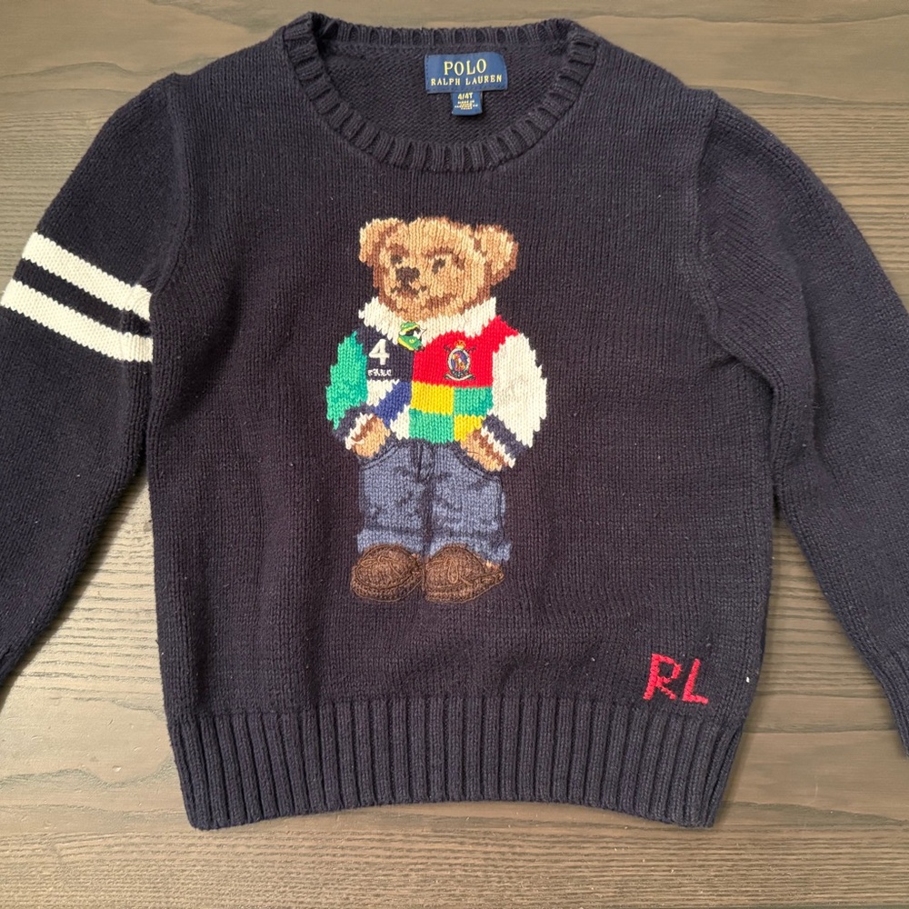 Polo by Ralph Lauren Toddler Boys 4T Navy 100% cotton Polo Bear Sweater